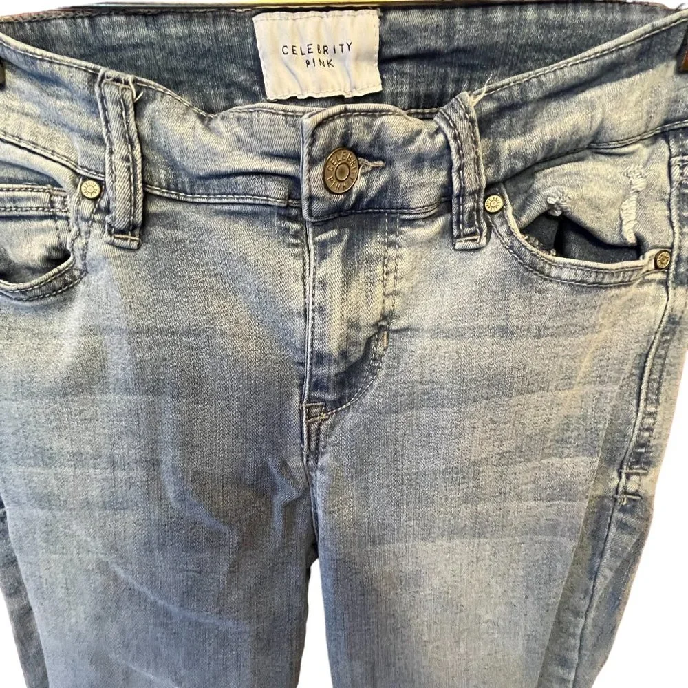 Celebrity Pink Junior Jeans Stretch Low Rise Distressed Sz 7 Waist 26 Length 28 - Picture 6 of 8